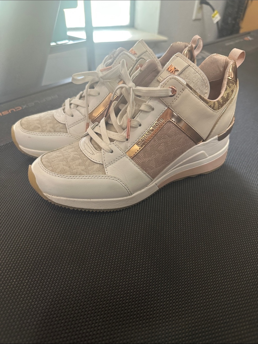 Michael Kors Women's Cream & Rose Gold Wedge Sneakers